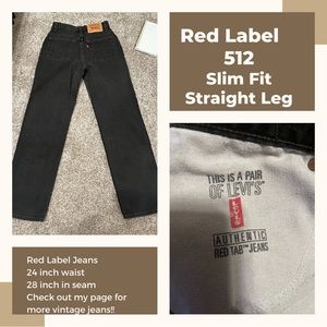 1990’s Vintage Levi’s Red Label 512 Slim Fit Straight Leg Y2K